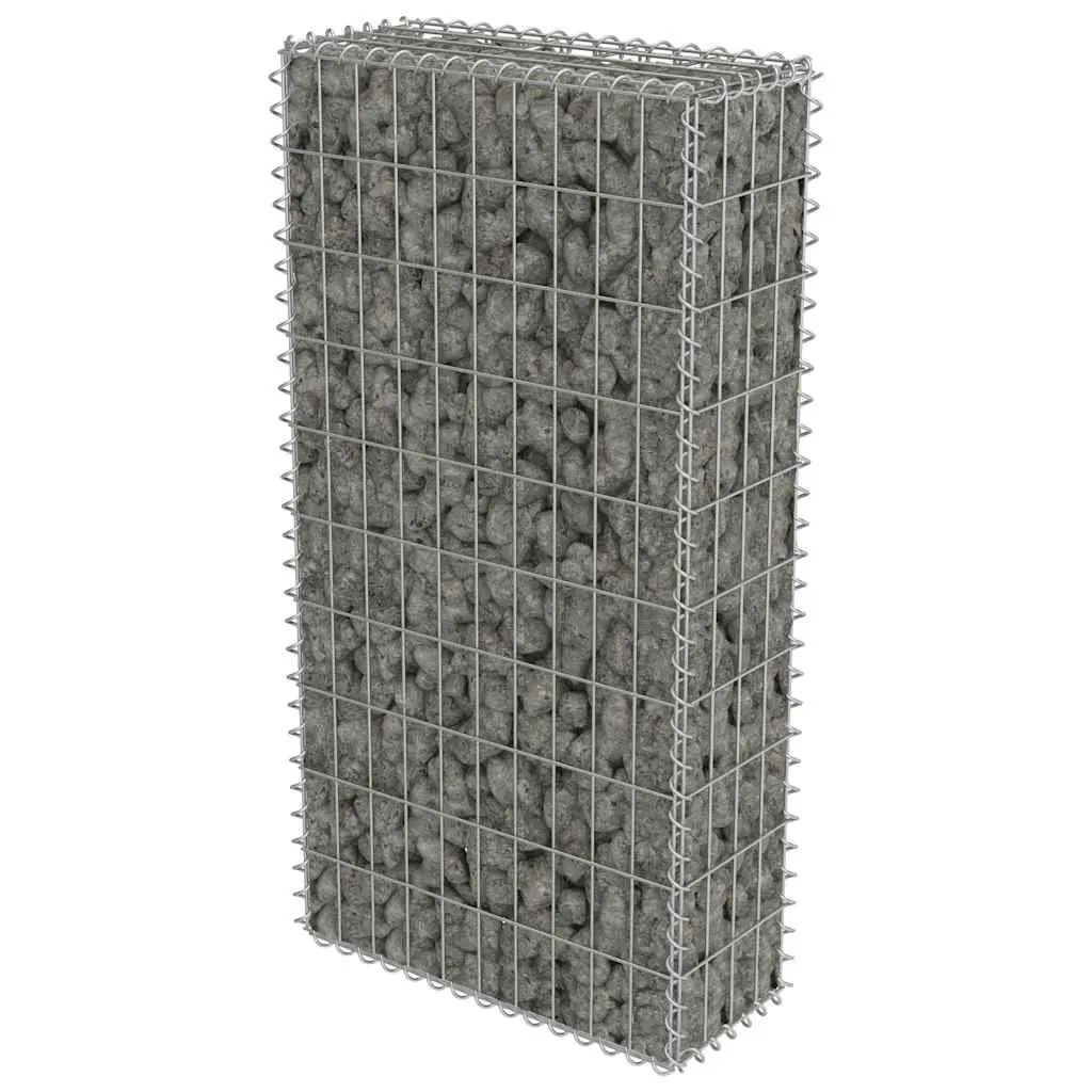 Gabion Wall Retaining Barrier Fence Panel for Garden 50x20x100cm Silver