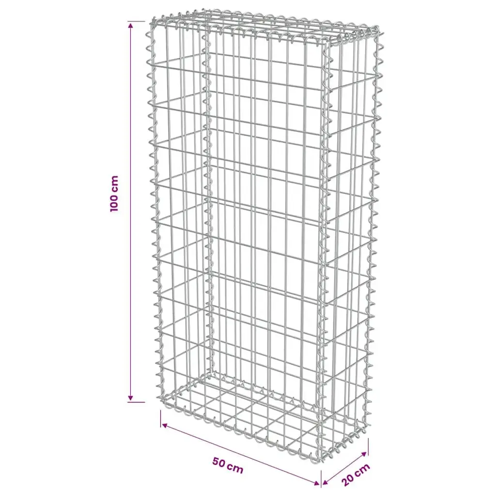 Gabion Wall Retaining Barrier Fence Panel for Garden 50x20x100cm Silver