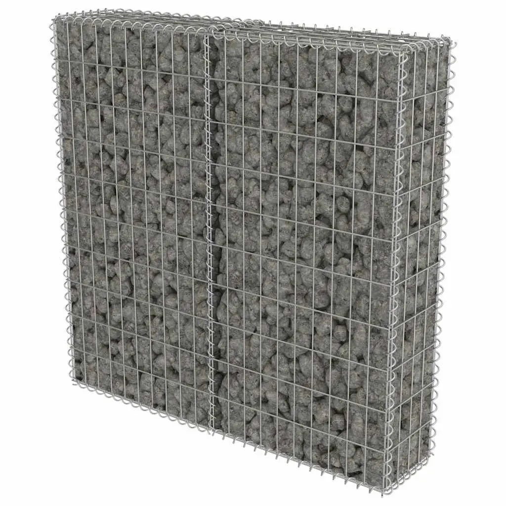 Gabion Wall Retaining Fence Panel Galvanised Steel 100x20x100 cm Silver