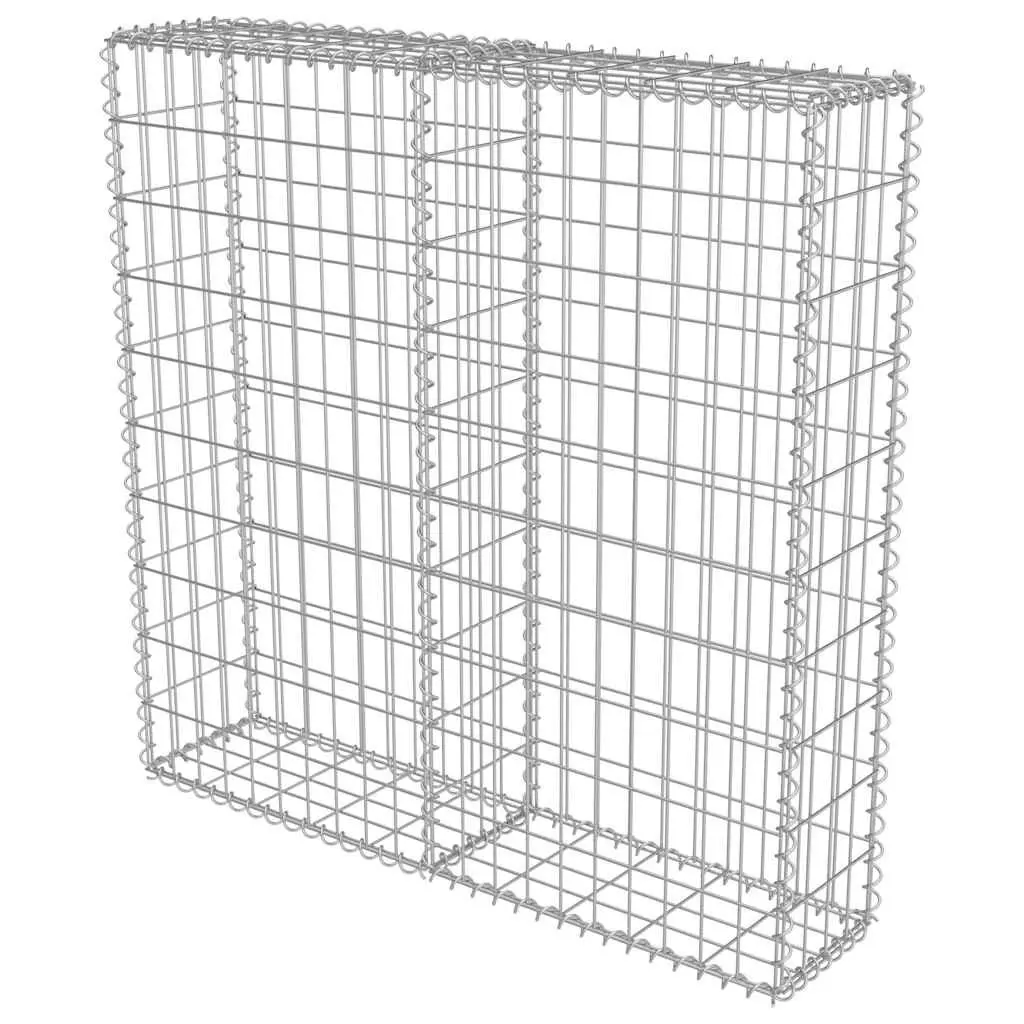 Gabion Wall Retaining Fence Panel Galvanised Steel 100x20x100 cm Silver