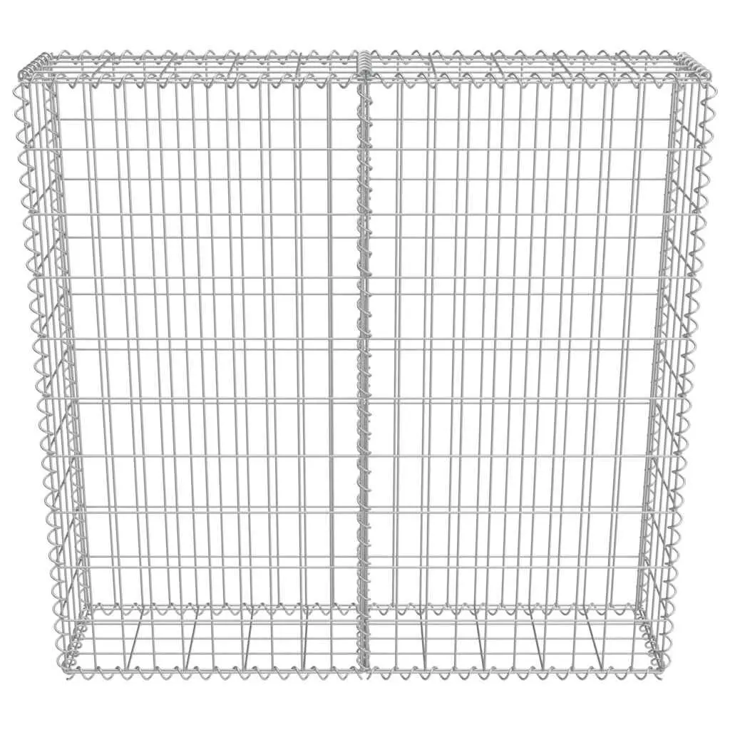 Gabion Wall Retaining Fence Panel Galvanised Steel 100x20x100 cm Silver
