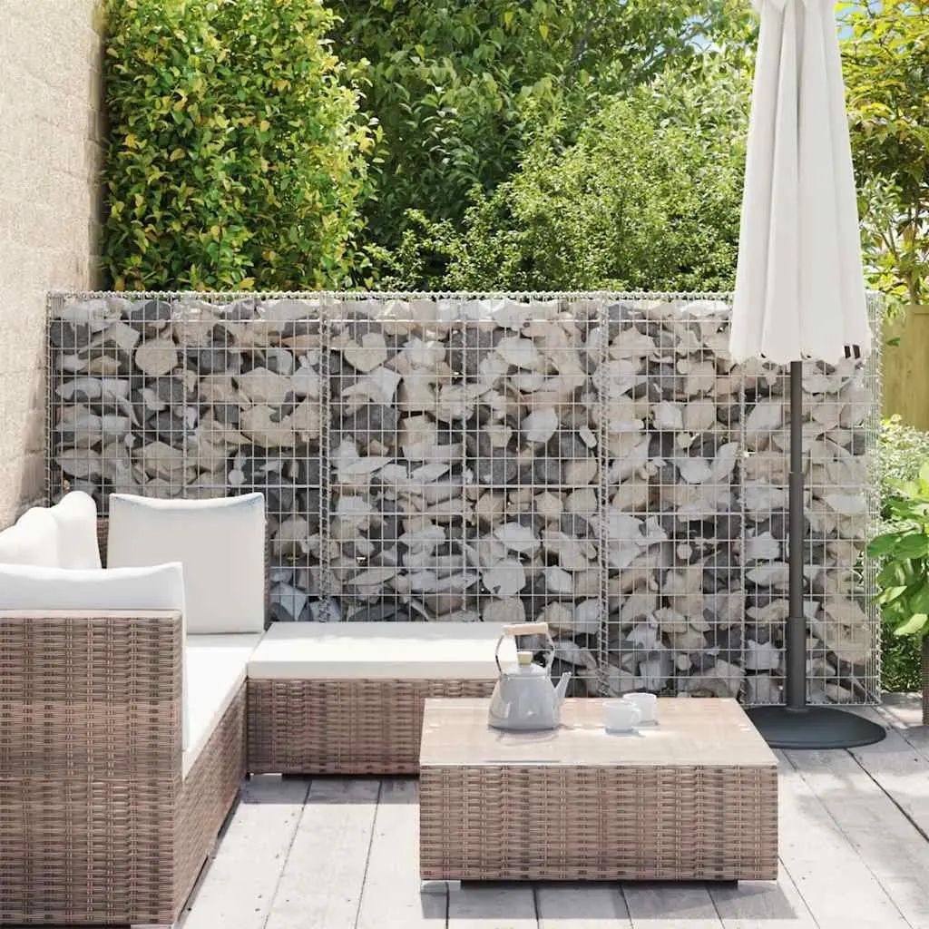 Gabion Wall Retaining Barrier for Garden 100x20x150 cm Silver