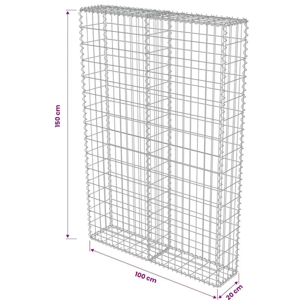 Gabion Wall Retaining Barrier for Garden 100x20x150 cm Silver