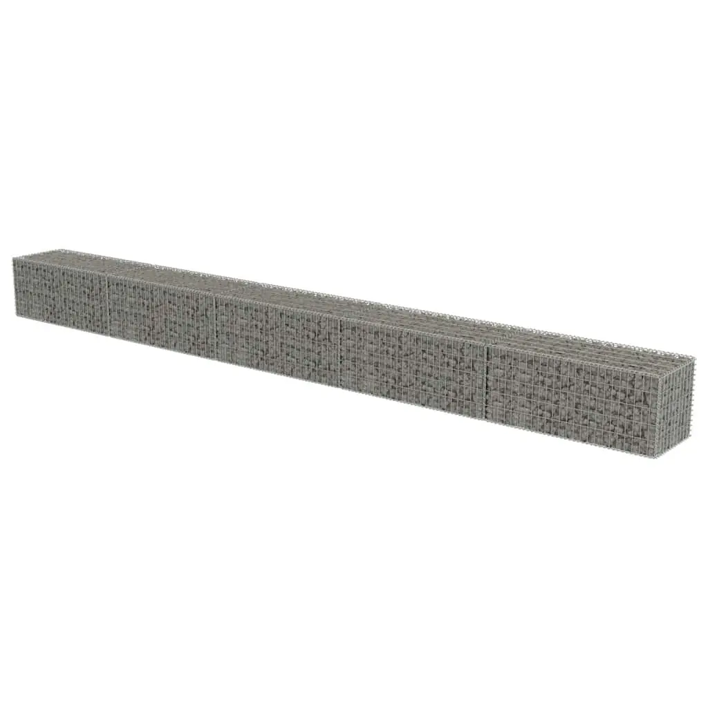 Gabion Wall for Yard and Garden 600 x 50 x 50 cm Silver Galvanised Steel Retaining Fence Barrier Panel