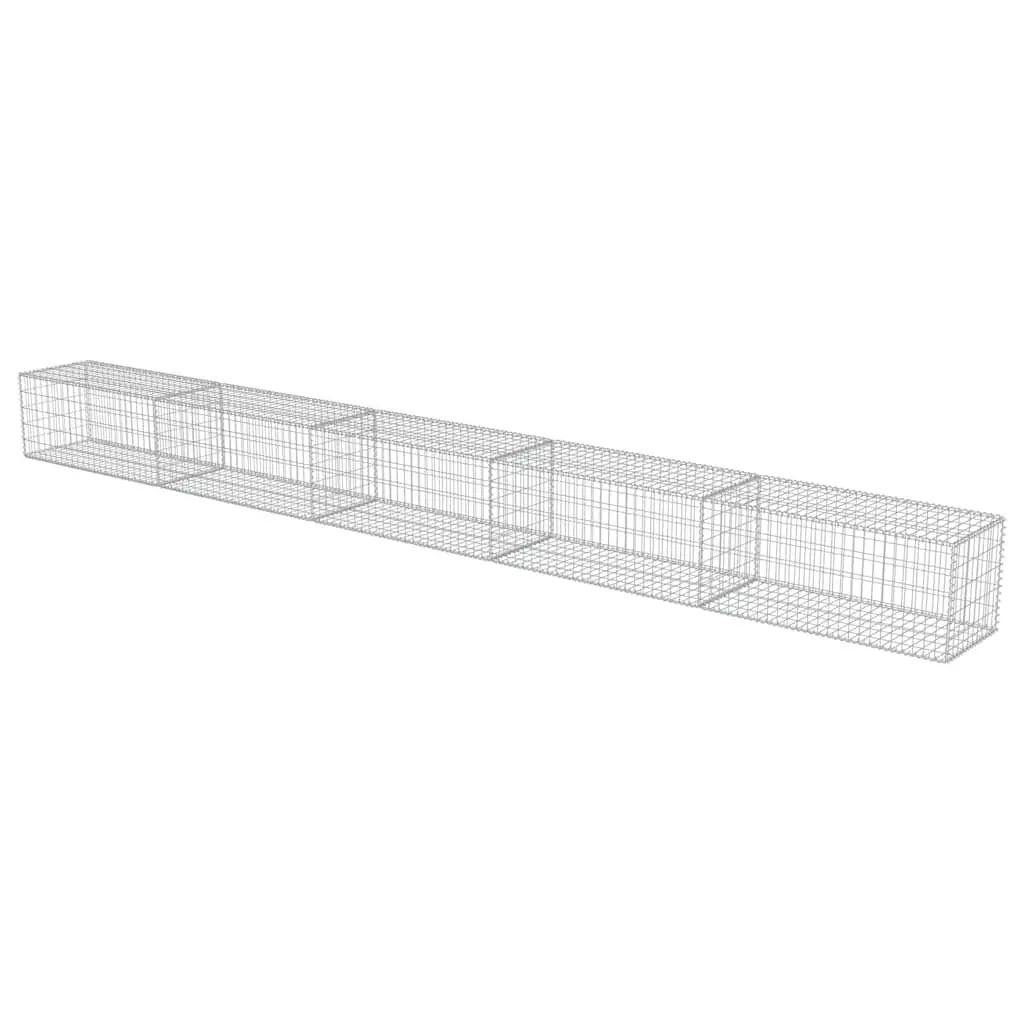 Gabion Wall for Yard and Garden 600 x 50 x 50 cm Silver Galvanised Steel Retaining Fence Barrier Panel