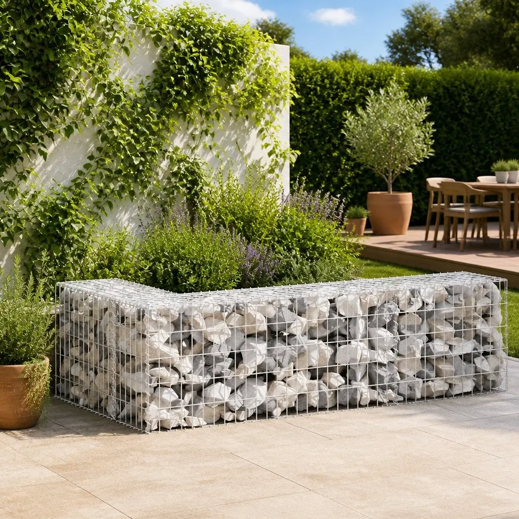 Gabion Wall Fence Panel Garden 900x50x50 cm Silver