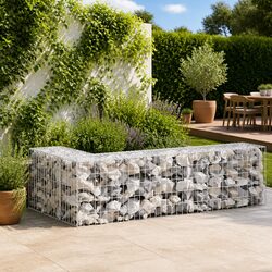 Gabion Wall Fence Panel Galvanised Steel Retaining Barrier 900x50x50 cm Silver
