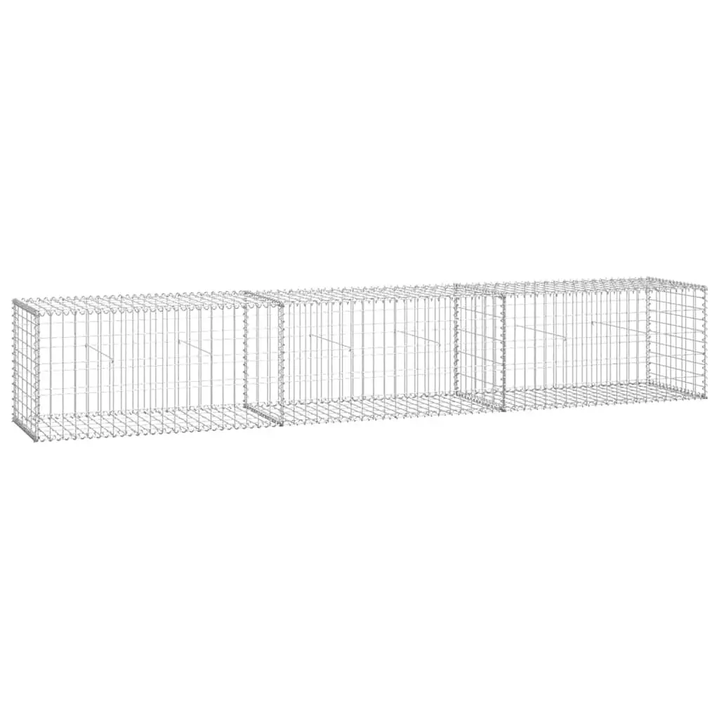 Gabion Wall Fence Panel for Garden 300x50x50cm Silver