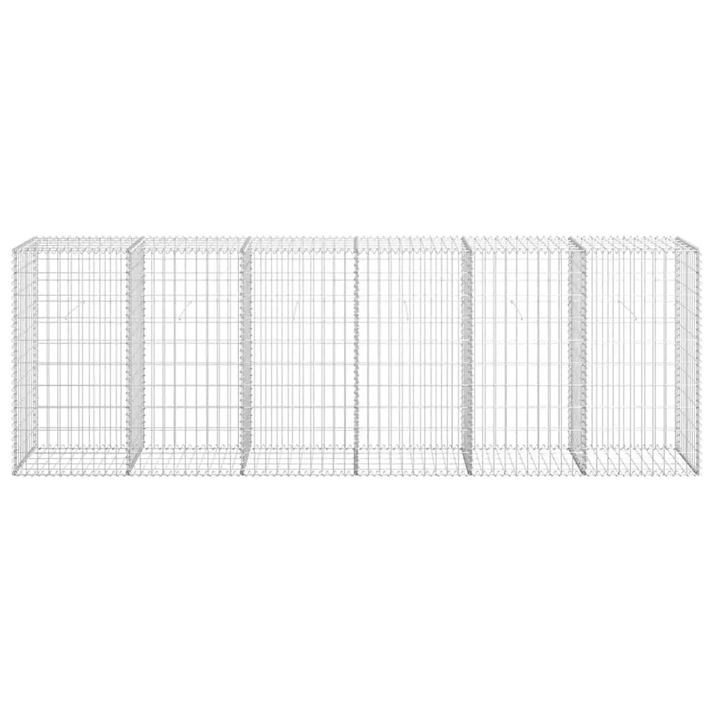Gabion Wall Fence Panel for Garden 300L x 50W x 100H cm Galvanised Steel Retaining Barrier with Top Bottom Covers