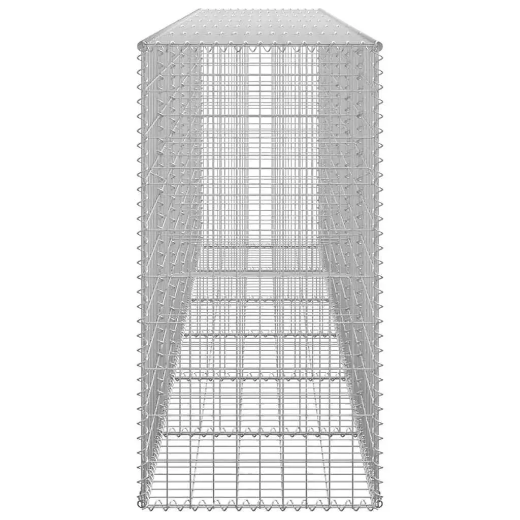 Gabion Wall Fence Panel for Garden 300L x 50W x 100H cm Galvanised Steel Retaining Barrier with Top Bottom Covers