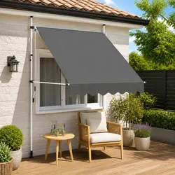 Manual Retractable Awning 200cm - Steel Frame & Polyester Canopy