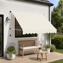 300cm Cream Manual Awning with Durable Polyester Canopy