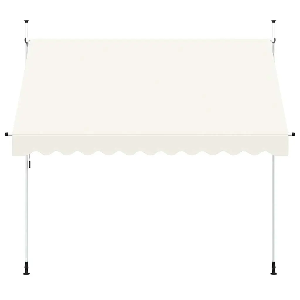 300cm Cream Manual Awning with Durable Polyester Canopy