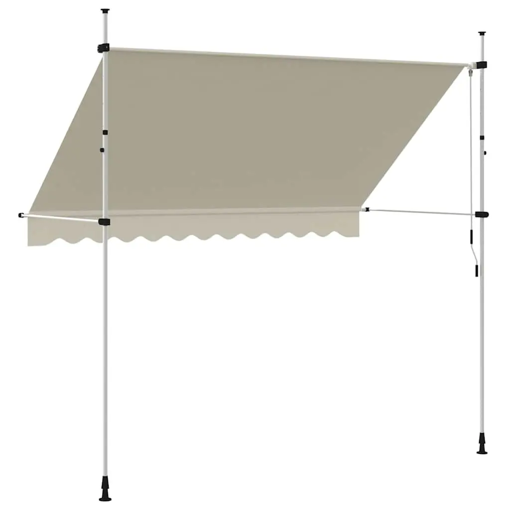 300cm Cream Manual Awning with Durable Polyester Canopy