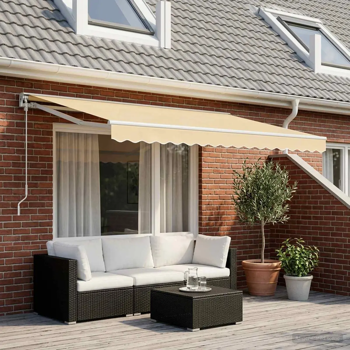 Awning Replacement Fabric Outdoor Patio Shade 5x3m Cream