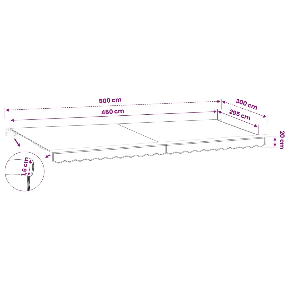 Awning Replacement Fabric Outdoor Patio Shade 5x3m Cream