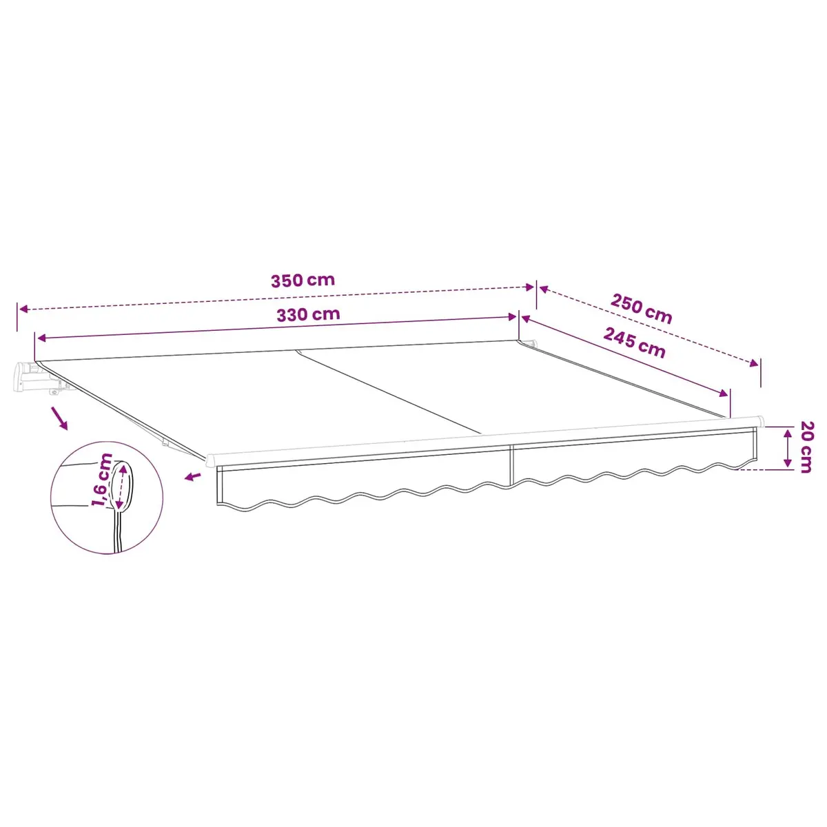 3.5x2.5m Awning Replacement Fabric