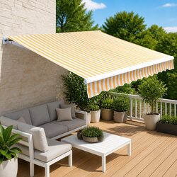 Awning Replacement Fabric Orange White 4.5x3m Polyester Canvas Patio Shade Top