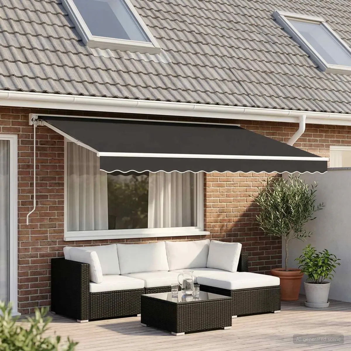 Awning Replacement Fabric 4x3m Anthracite Polyester Outdoor Shade Garden Patio