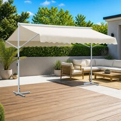 Free Standing Awning 4x3m Waterproof Garden Patio Sunshade Cream Outdoor Canopy