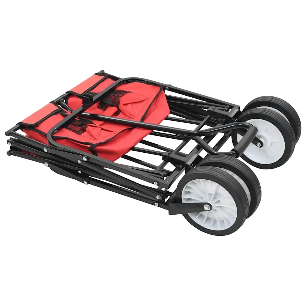Folding Hand Trolley Steel Frame Garden Wagon Cart Storage Transport Heavy Duty