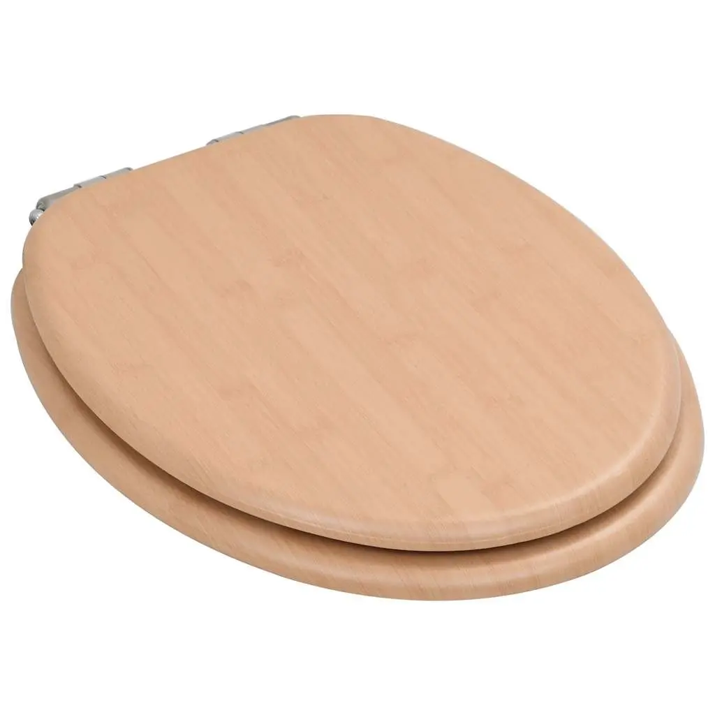 Toilet Seat Bathroom Brown Soft Close Lid MDF 12 to 20 cm