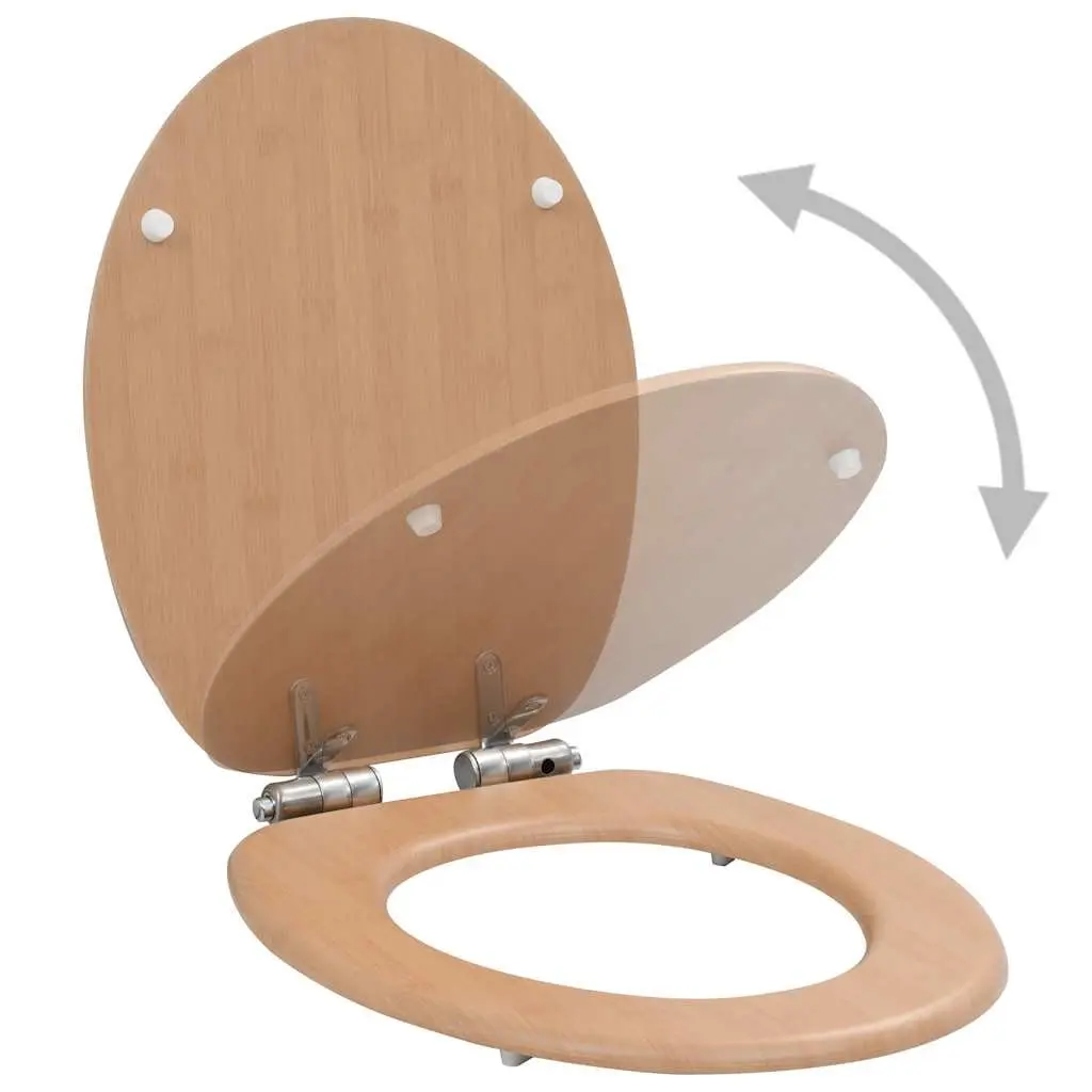 Toilet Seat Bathroom Brown Soft Close Lid MDF 12 to 20 cm