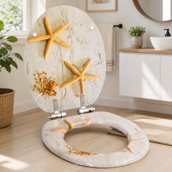 Grey Toilet Seat with Soft Close Function and Adjustable Hinges