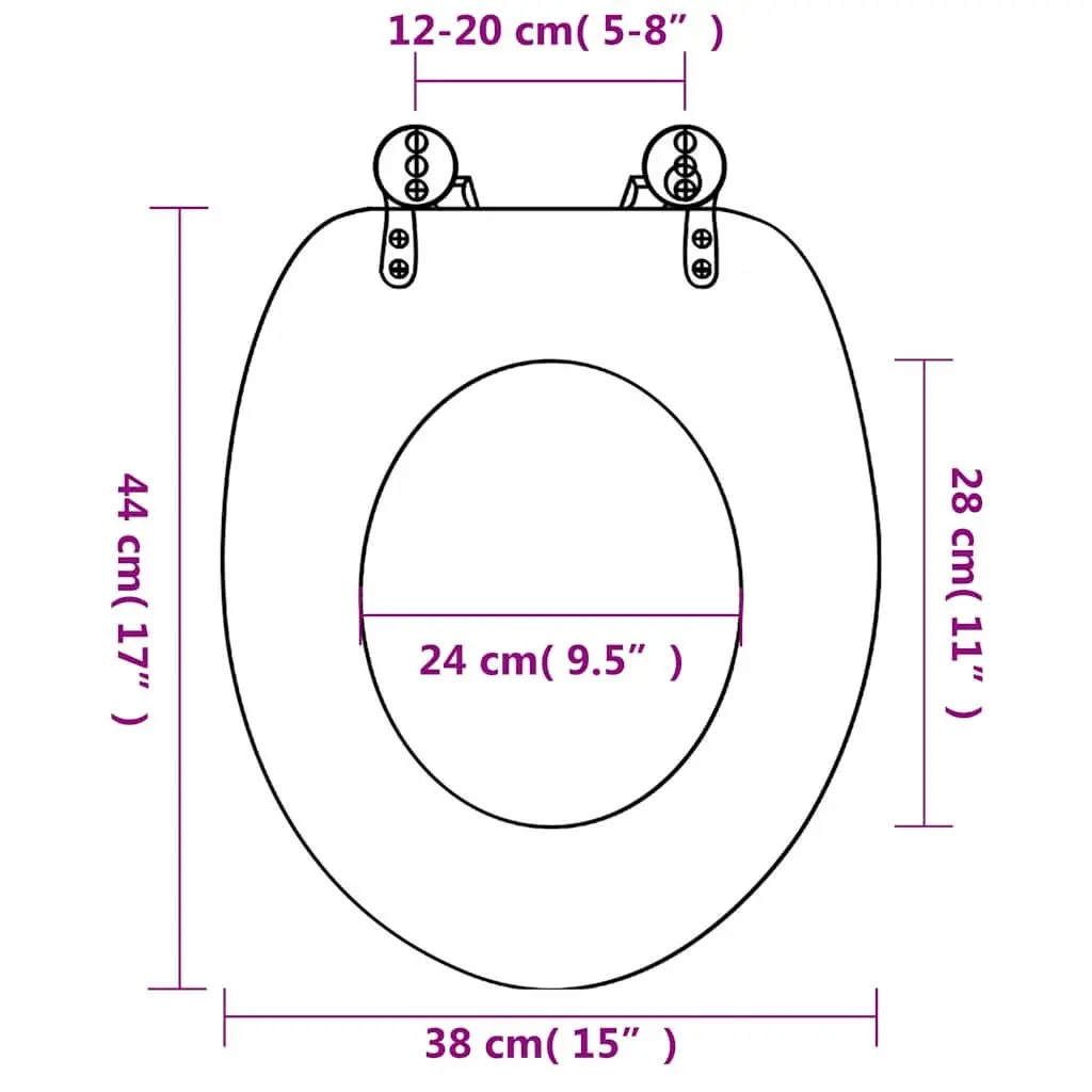 Grey Toilet Seat with Soft Close Function and Adjustable Hinges