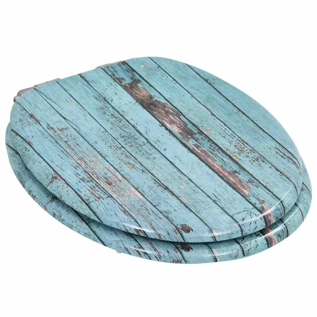Toilet Seat with Soft Close Lid Old Wood Design Turquoise Bathroom Fixture