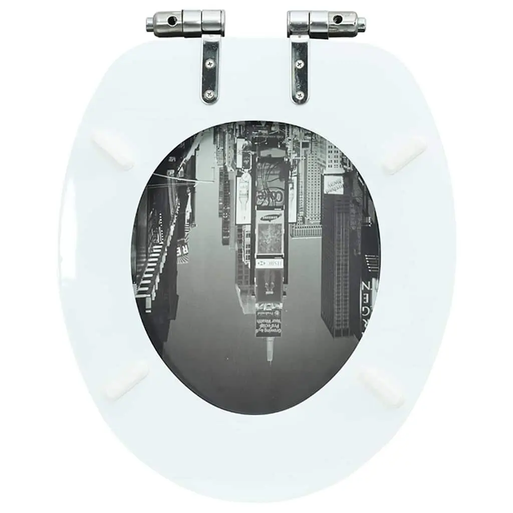 Toilet Seat Bathroom Soft Close Lid Grey Durable MDF Universal Fit