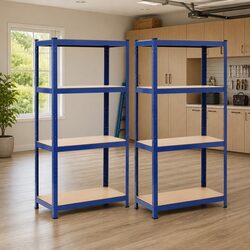 Industrial Storage Shelves, 2 Units, 80x40x160 cm, Steel MDF