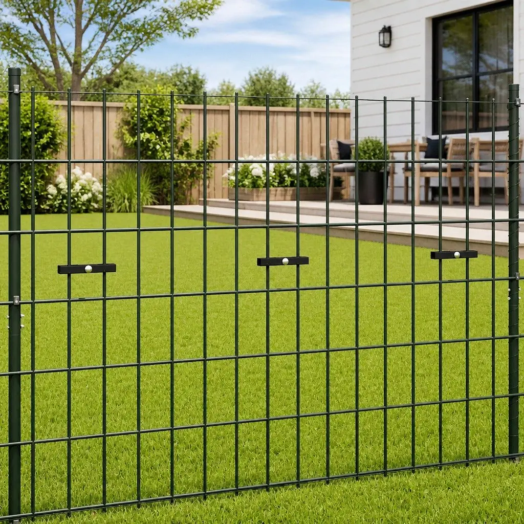 Garden Fence U Mat Connector for Outdoor Use Anthracite Galvanized Steel 10 Sets