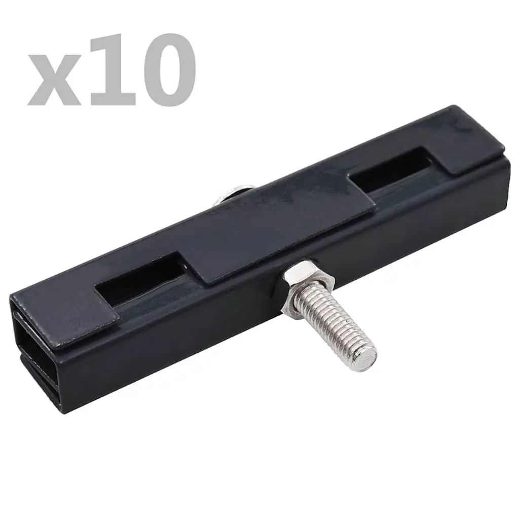 Garden Fence U Mat Connector for Outdoor Use Anthracite Galvanized Steel 10 Sets