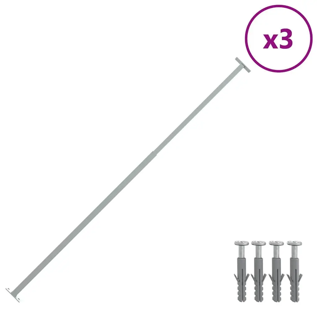 Adjustable Security Window Bars Set 3 Piece Home Office 710-1200 mm Silver