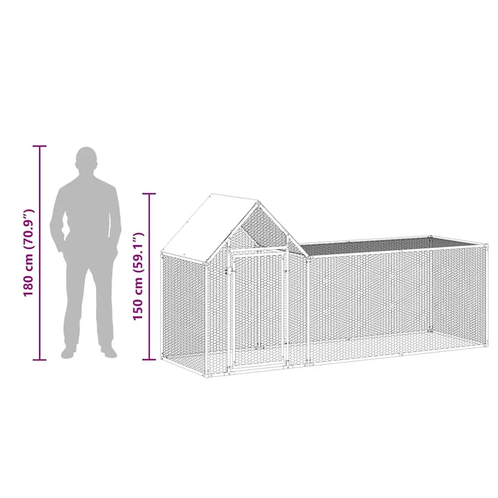 Chicken Coop 3x1x1.5m Galvanised Steel Poultry House Garden Run Enclosure