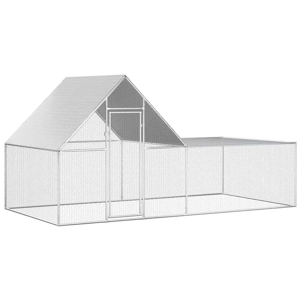 Chicken Coop Garden Poultry House 4x2x2 m Galvanised Steel Enclosure