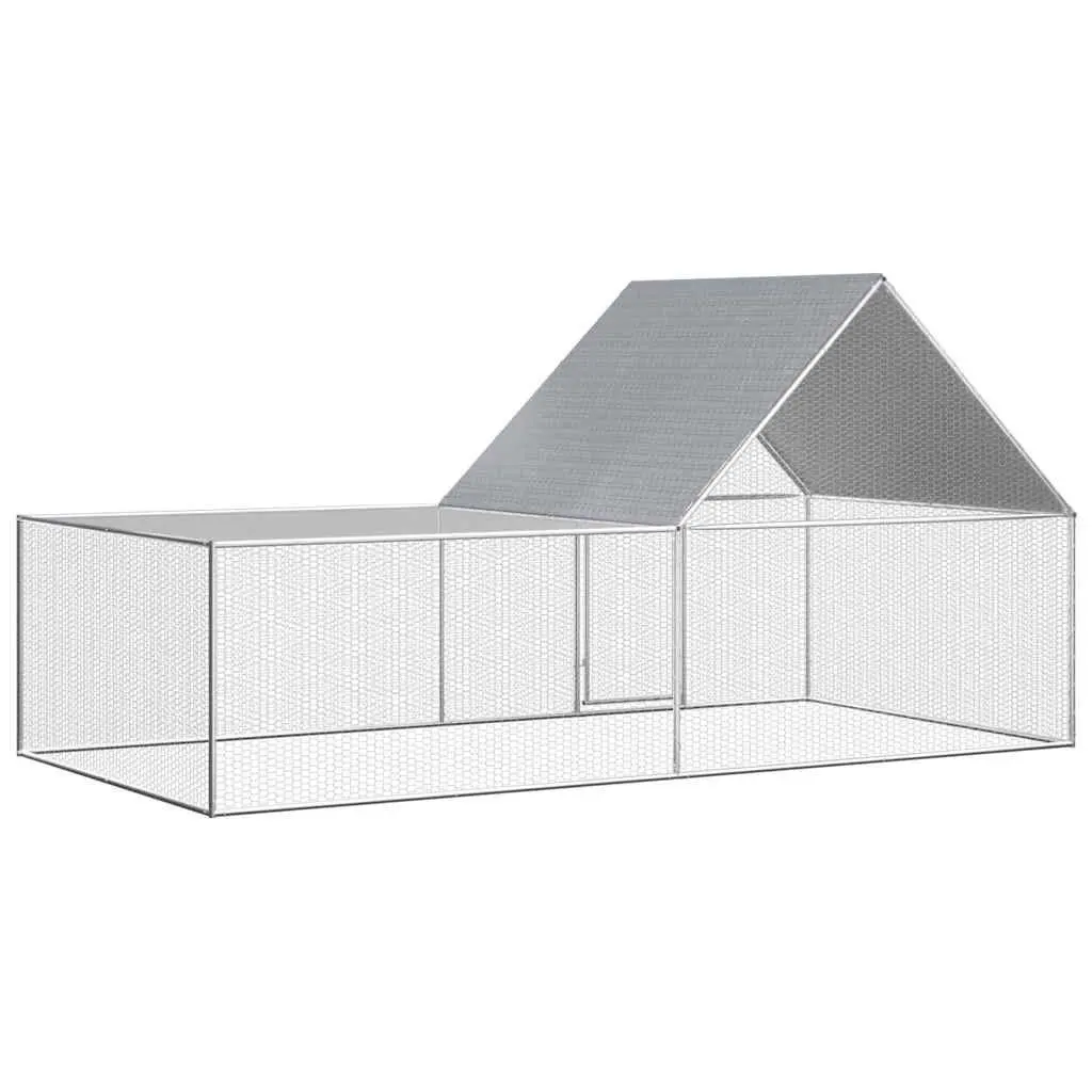 Chicken Coop Garden Poultry House 4x2x2 m Galvanised Steel Enclosure
