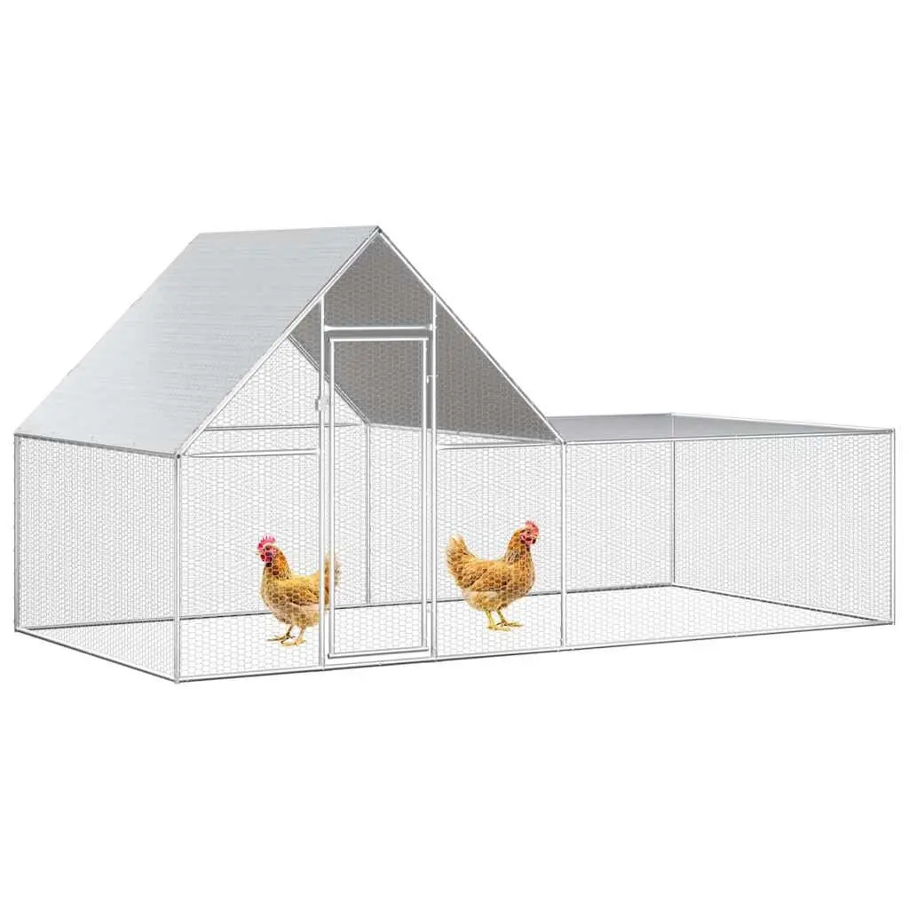 Chicken Coop Garden Poultry House 4x2x2 m Galvanised Steel Enclosure