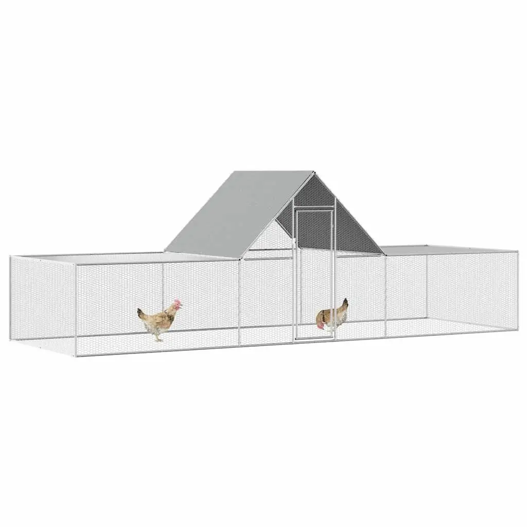 Chicken Coop 6x2x2m Galvanised Steel Poultry House Garden Lockable Door Wire