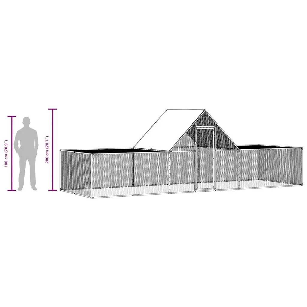 Chicken Coop 6x2x2m Galvanised Steel Poultry House Garden Lockable Door Wire