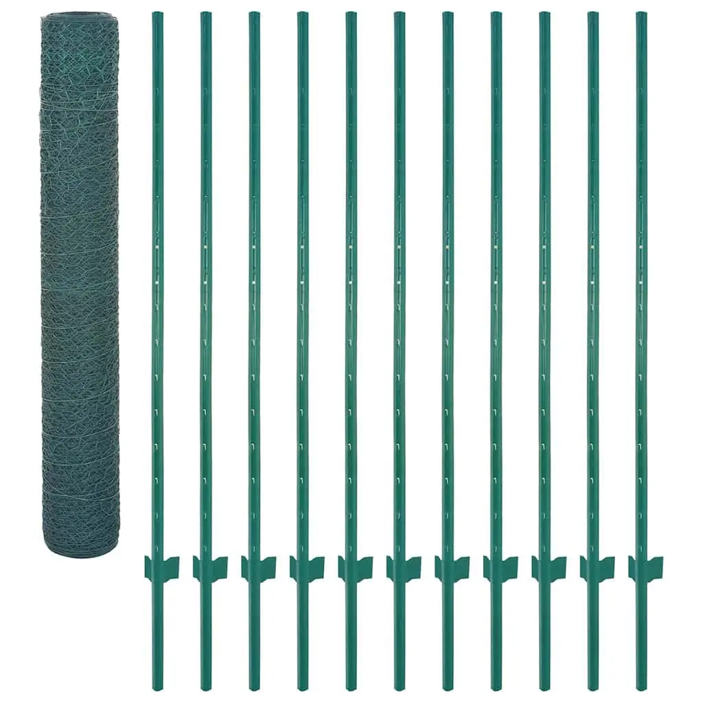 Green Wire Mesh Fence Panel 25x2m Steel Posts