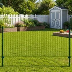 Wire Mesh Fence Panel Green Steel Posts Garden Yard Barrier Fencing 25x1m