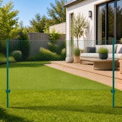 25 m x 0.75 m Green Wire Mesh Fence with Steel Posts