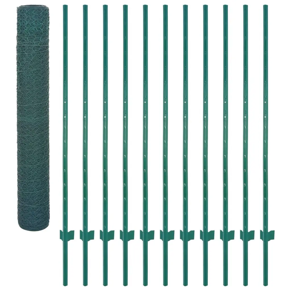 Wire Mesh Fence Roll Garden Farm 25x2m Steel Posts