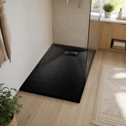 Black Shower Base Tray: 80x80 cm, SMC Material, Low Profile