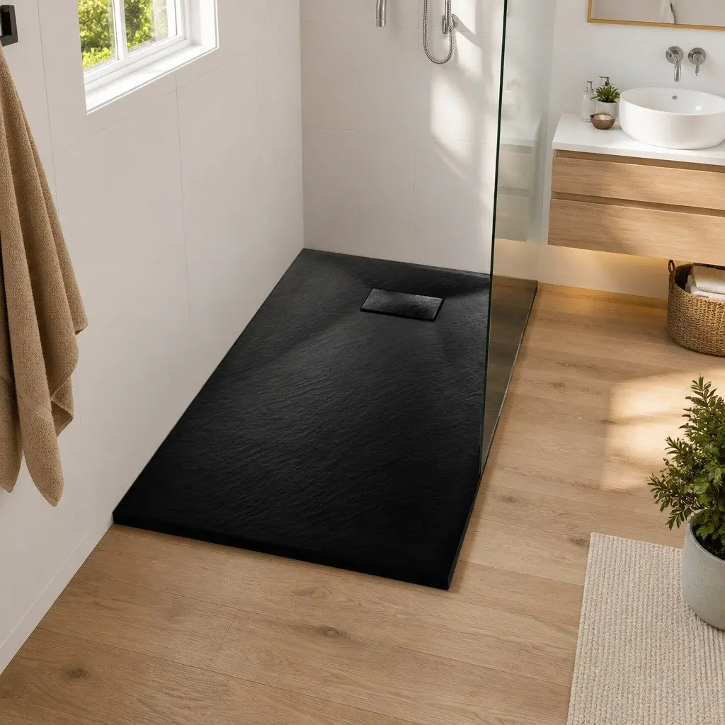 100x70 cm Low Profile Black Shower Base Tray with SMC Construction