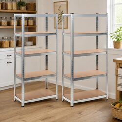 Heavy Duty Storage Shelves - 2 pcs Brown Unit Dimensions