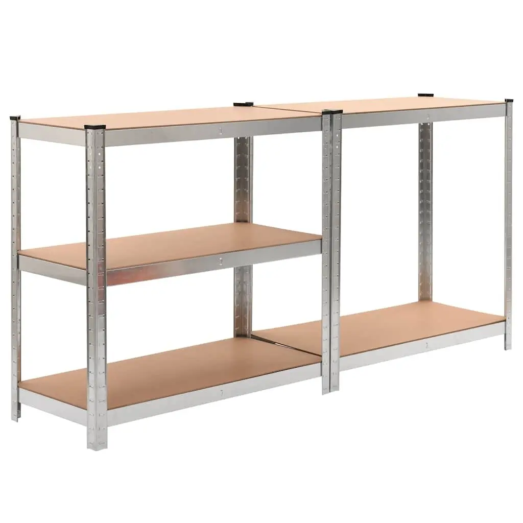 Industrial Storage Shelves 2 pcs Brown Shelving Unit Heavy Duty Rack Organiser