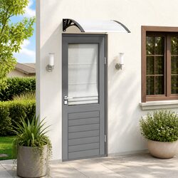 Door Canopy Specifications: 200x75cm, Black, Polycarbonate